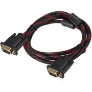Кабель VGA 1080Р FullHD 10m 2 феррита, оплетка, круглый Black/Red