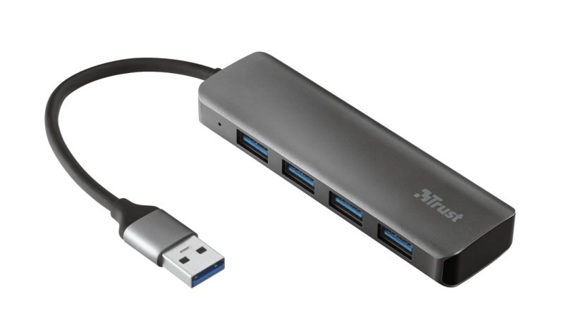 Концентратор хаб 4-Port USB-A 3.2 Trust Halyx Aluminium