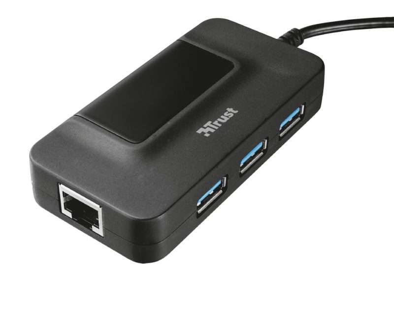 Концентратор хаб USB 3.1 с портом Ethernet Trust Oila 3 Port USB 3.0 Hub with network port