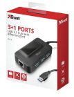 Концентратор хаб USB 3.1 с портом Ethernet Trust Oila 3 Port USB 3.0 Hub with network port 3