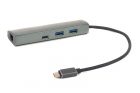 USB3.0 PowerPlant CA910557 Grey 2хUSB3.0, 1хUSB-C+Gigabit LAN