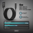 USB Type-C - USB AF Digitus 5m black USB Type-C - USB AF Digitus 5m black